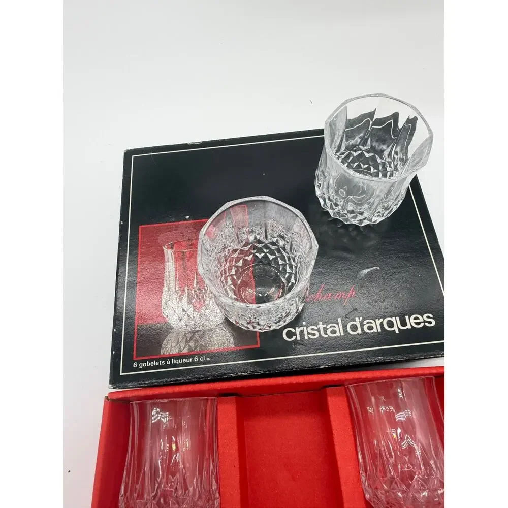Cristal d’Arques Longchamp Crystal Shot Glasses 2 Oz Set of 6 in box New